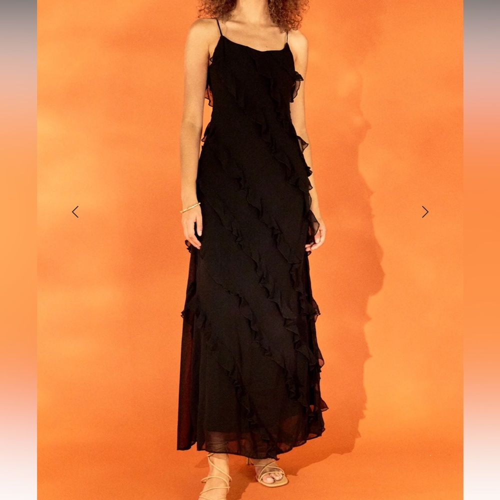 Endless Rose Black Ruffle Maxi Dress